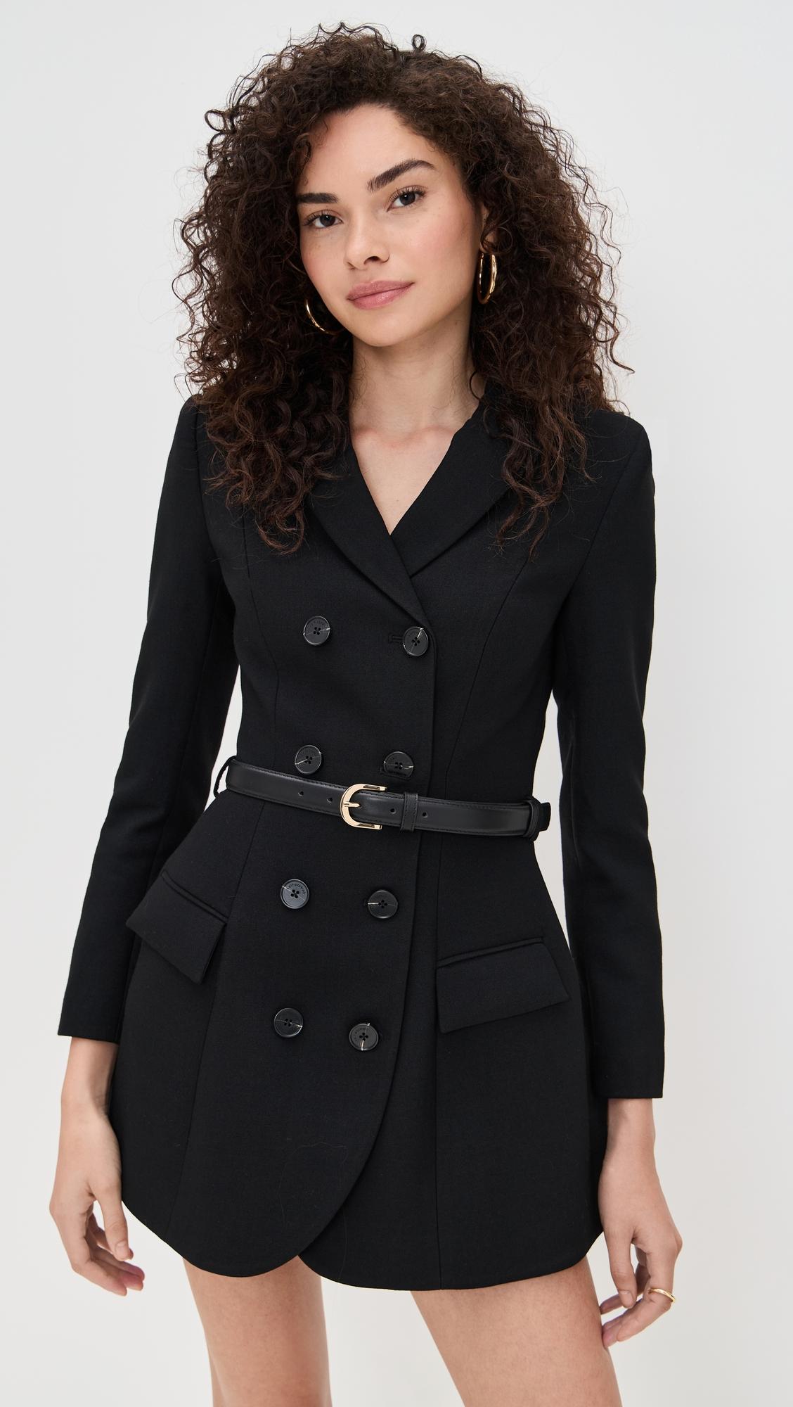 black wool crepe mini dress