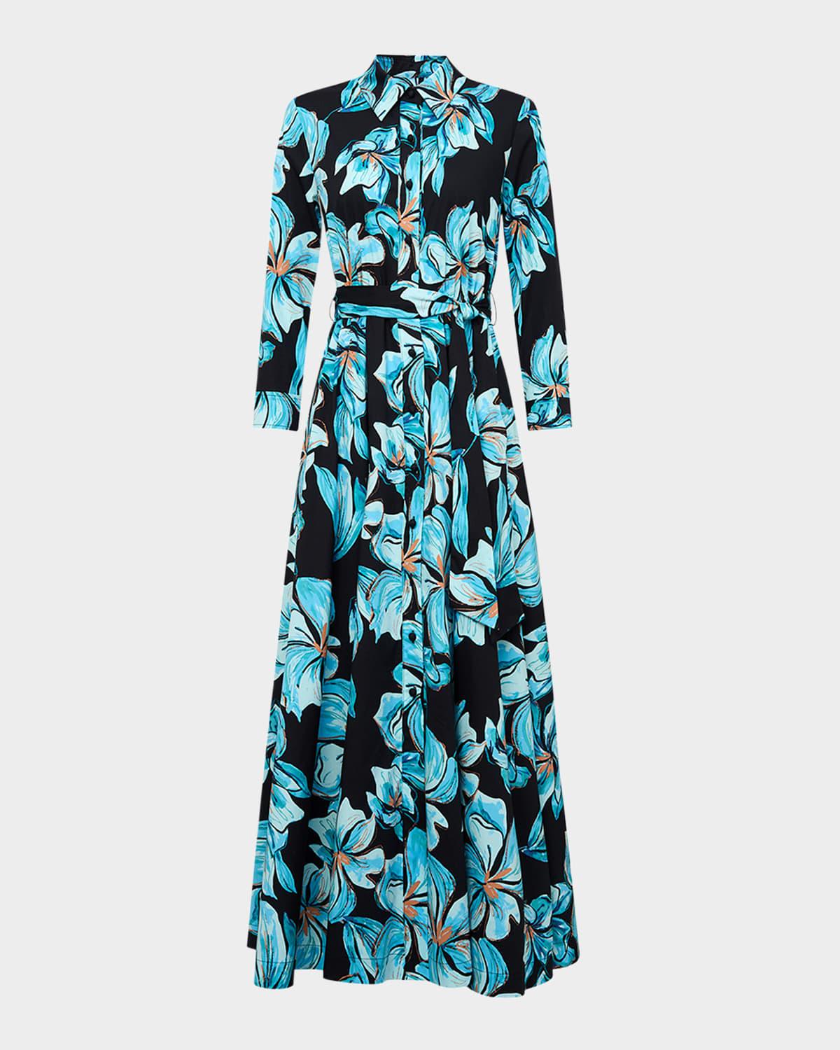 blaine floral-print midi shirtdress