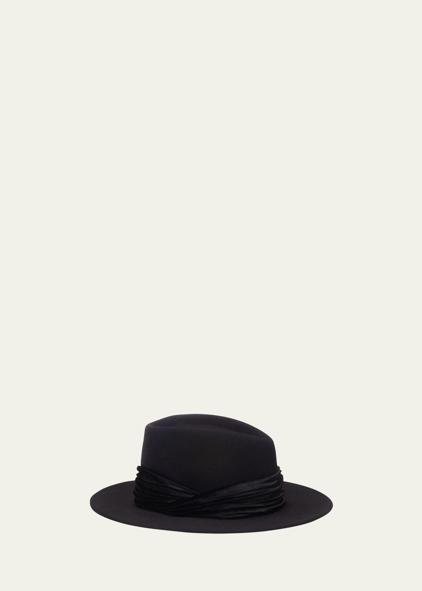 blaine wool fedora hat w/ velvet band