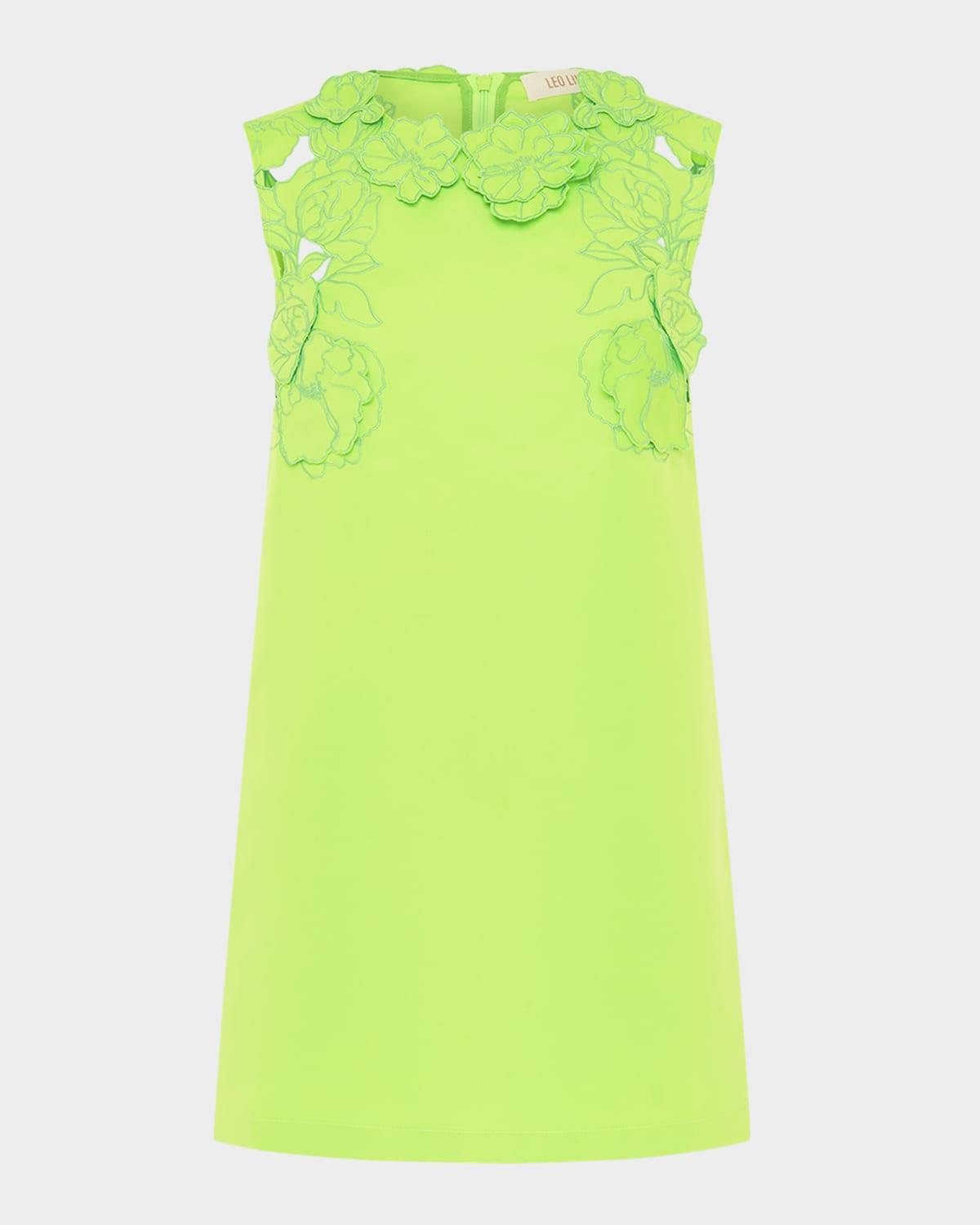 blair embroidered floral applique mini dress