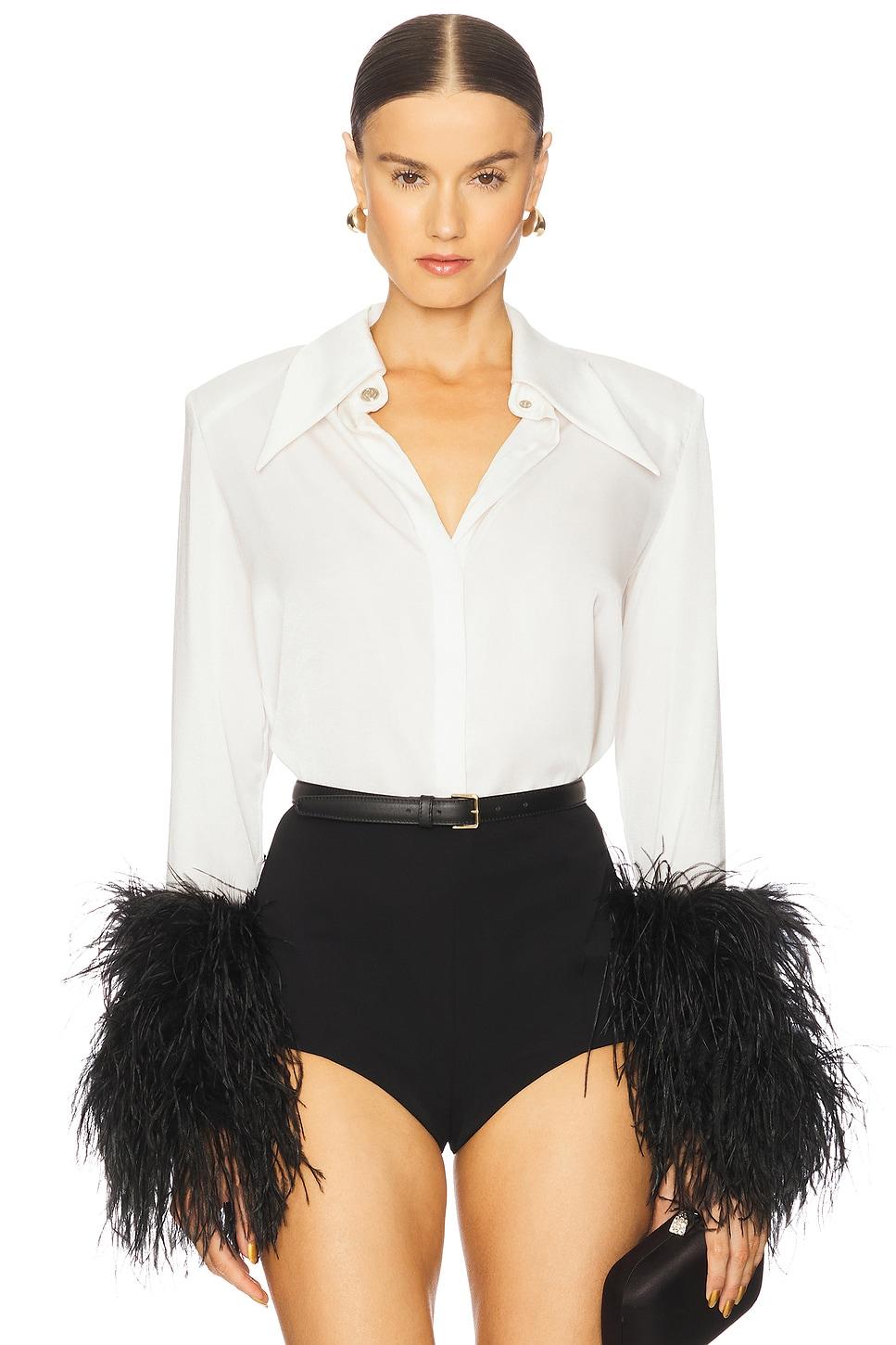 blair top with feather trim