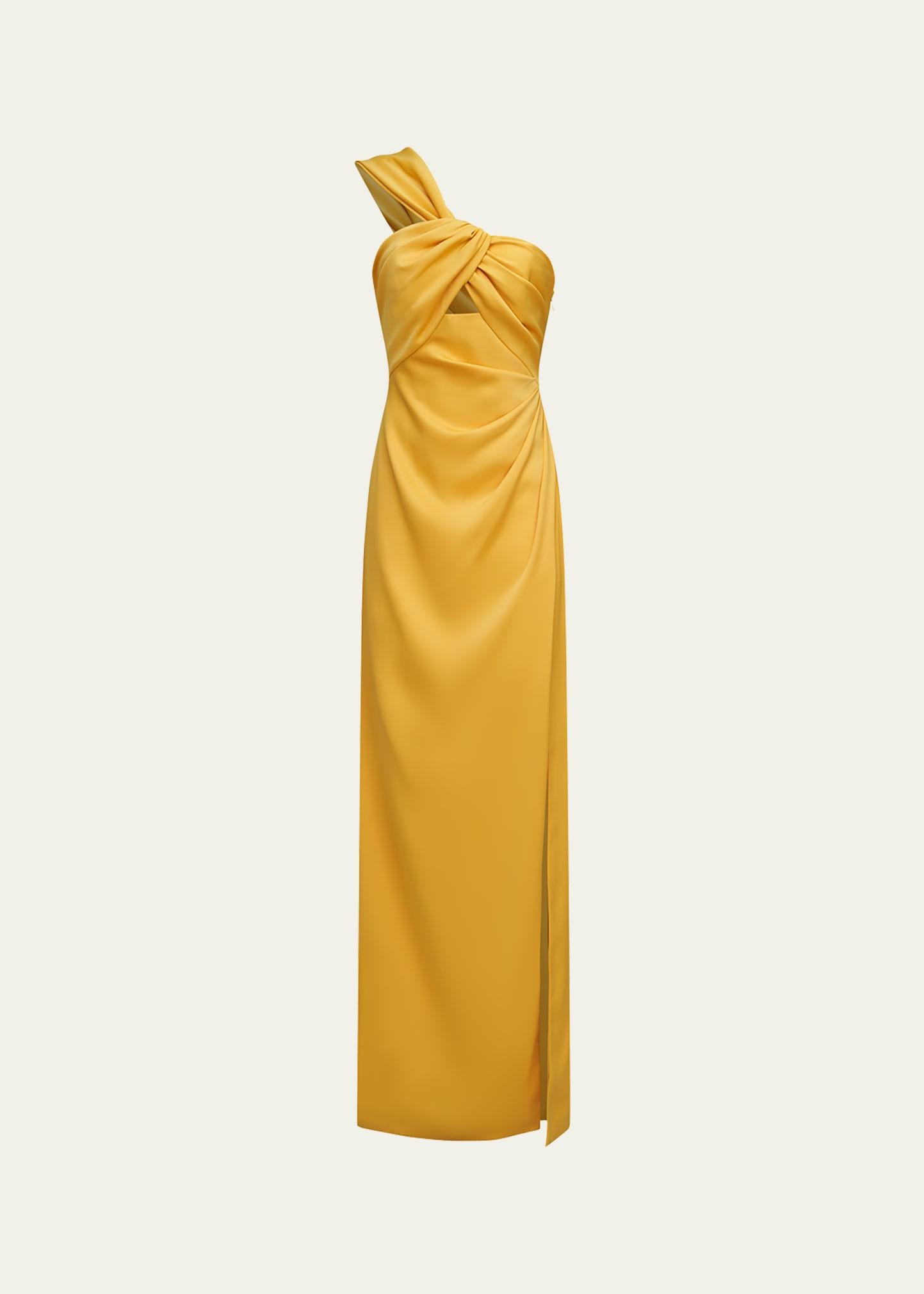 blaise one-shoulder cutout column gown