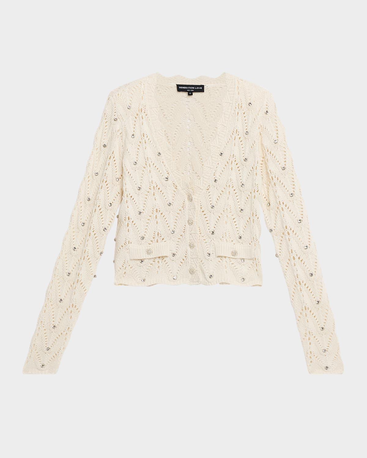 blake embellished pointelle cardigan