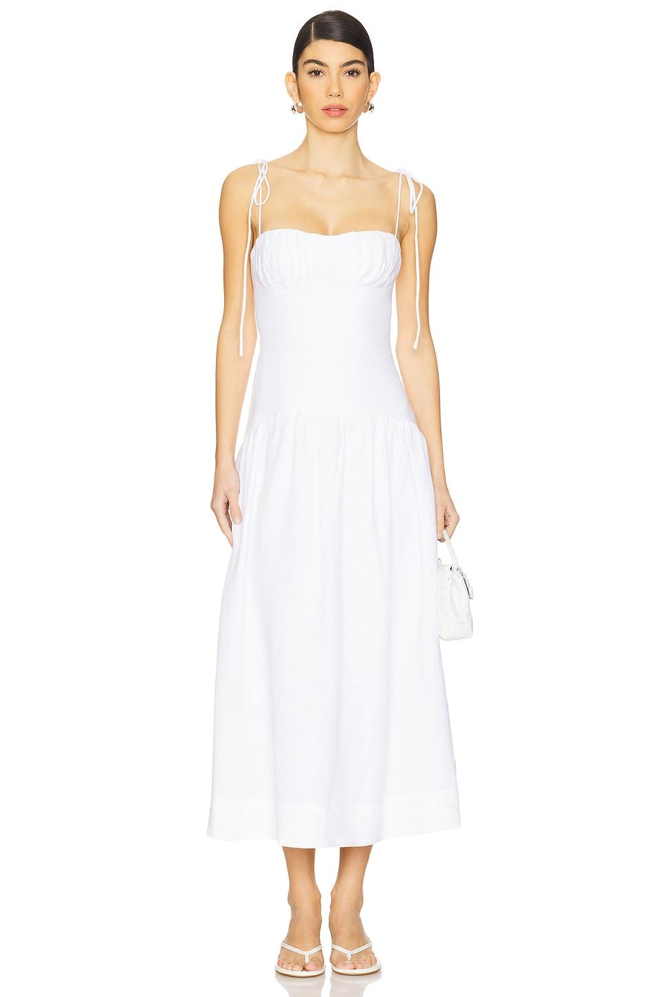 blanc gathered bubble midi dress