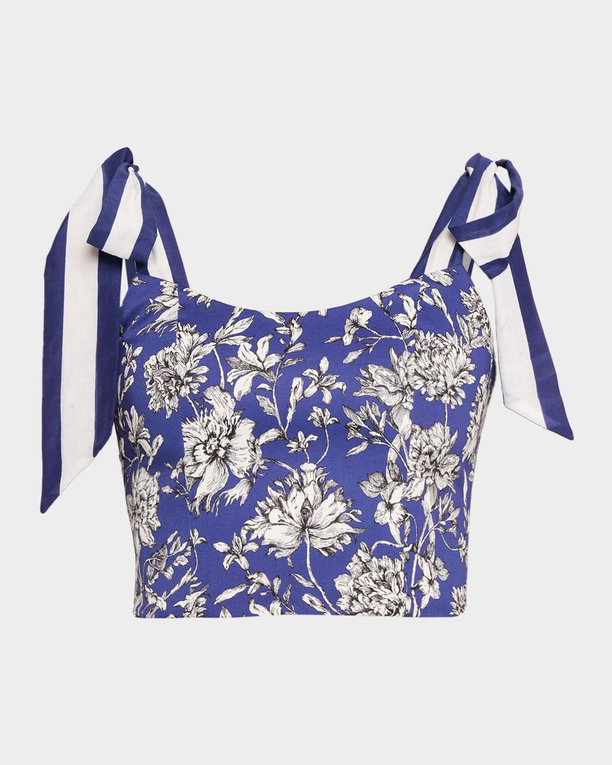 blanca blooming wild tie-shoulder top