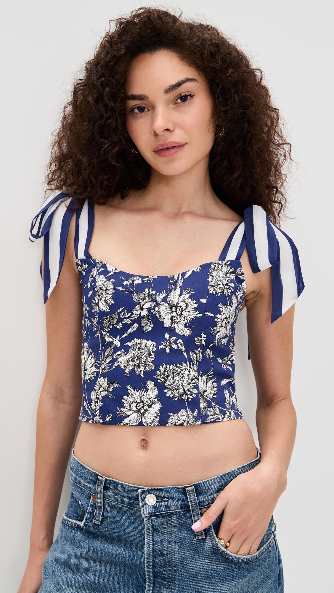 blanca scoop neck tie shoulder top