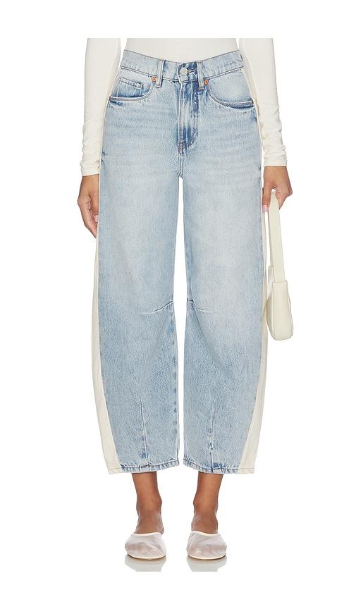 blanknyc barrel leg jean in blue.