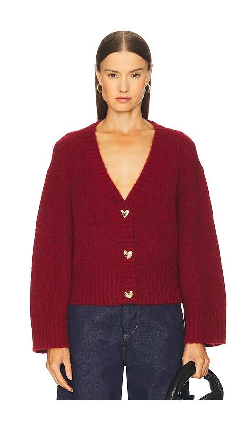 blanknyc cropped cardigan in red.
