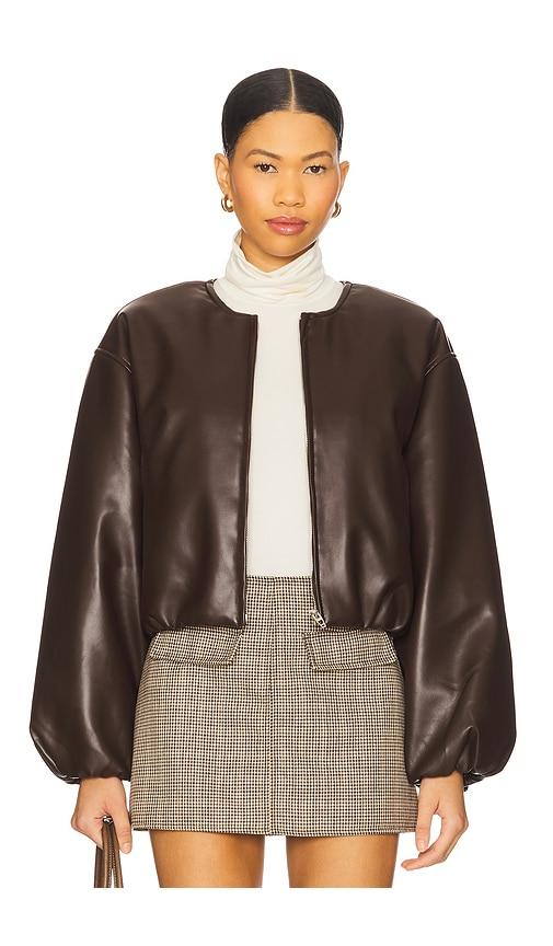 blanknyc cropped leather bomber in brown.