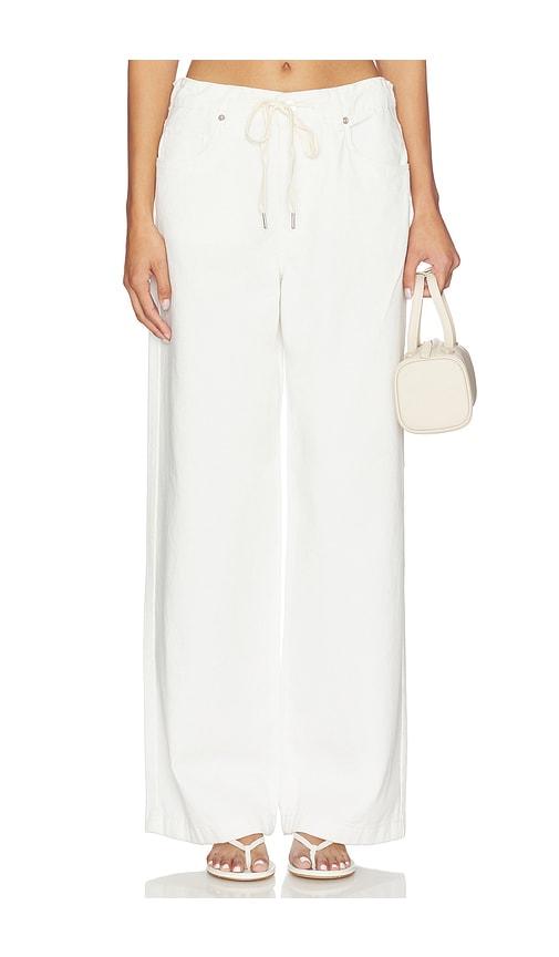 blanknyc drawstring jeans in white.