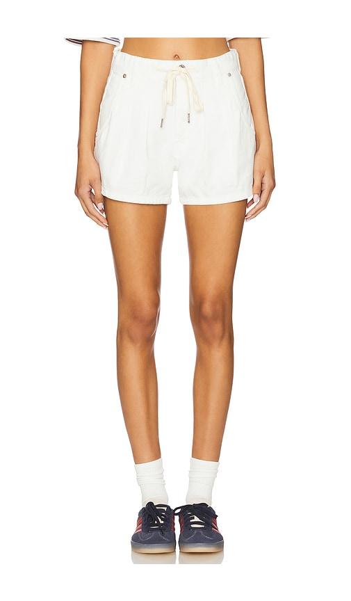 blanknyc drawstring short in white.