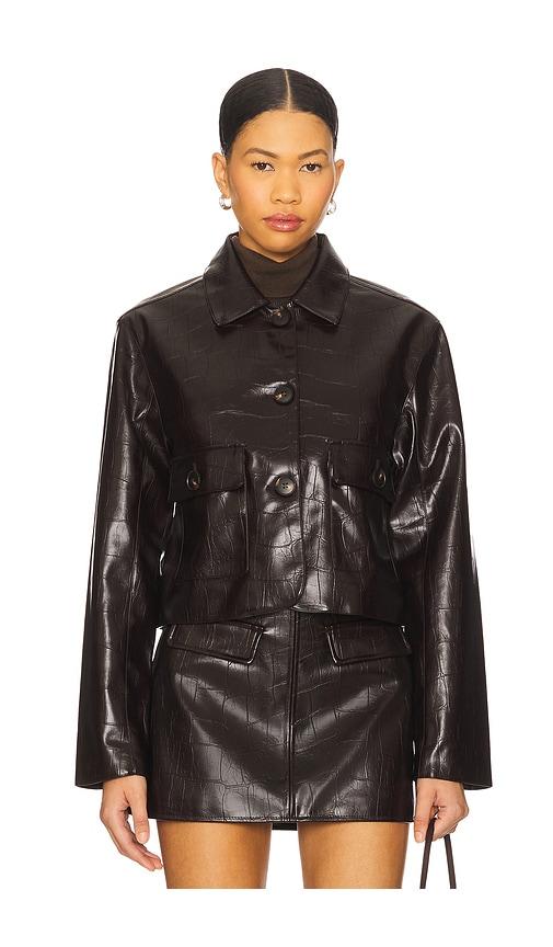 blanknyc faux leather jacket in burgundy.