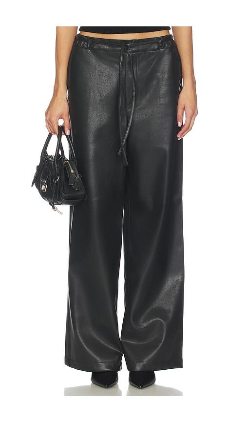 blanknyc faux leather wide leg pant in black.