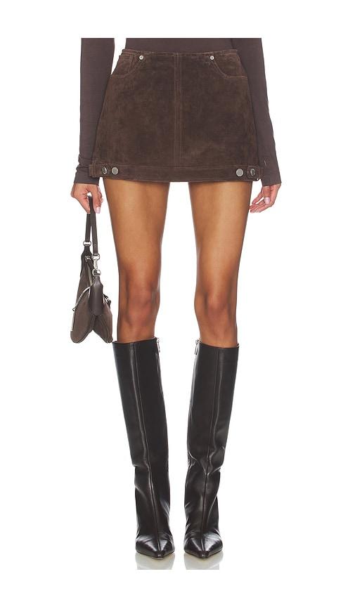 blanknyc faux suede mini skirt in brown.