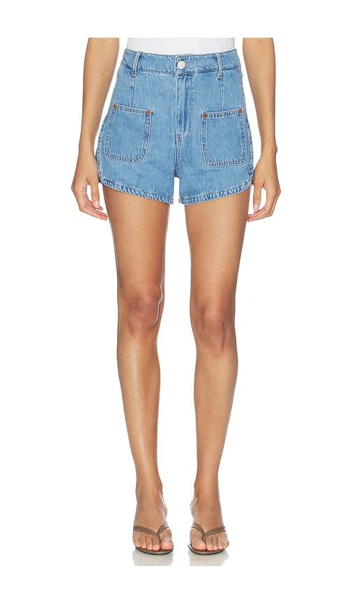 blanknyc high waisted shorts in blue.