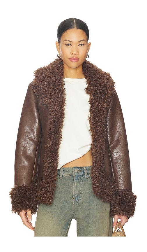 blanknyc leather coat in brown.