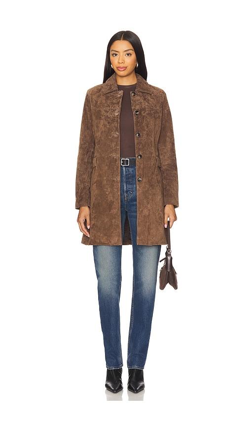 blanknyc long jacket in chocolate.