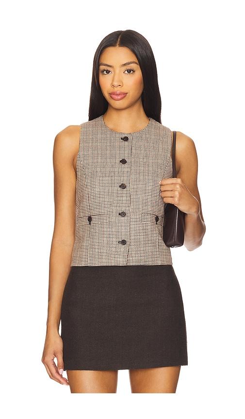 blanknyc plaid vest in tan.