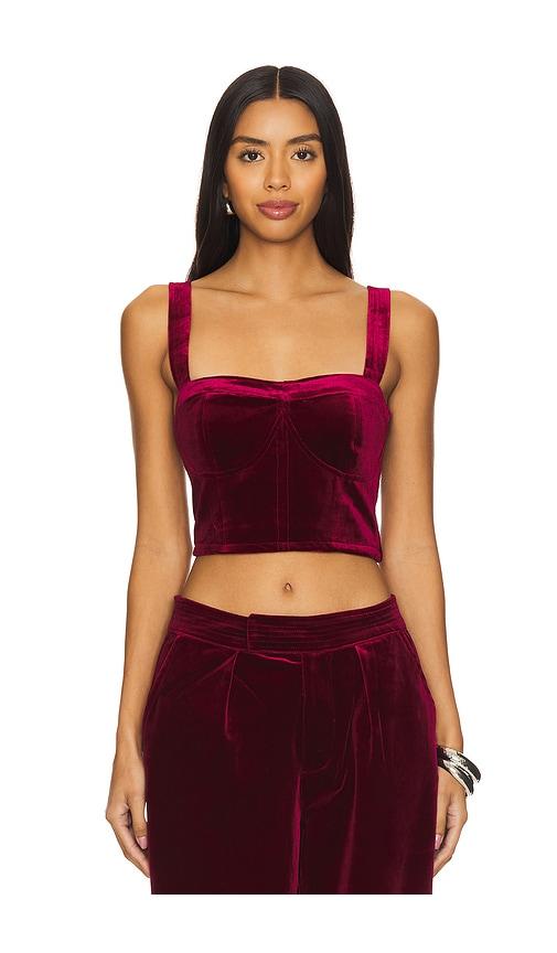 blanknyc velvet crop top in wine.