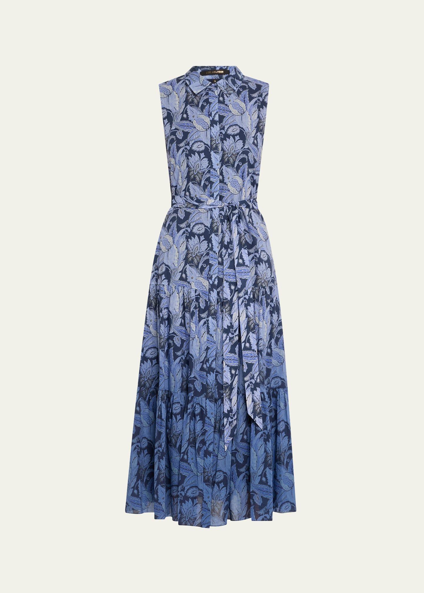 blayn tiered ombre floral-print maxi dress