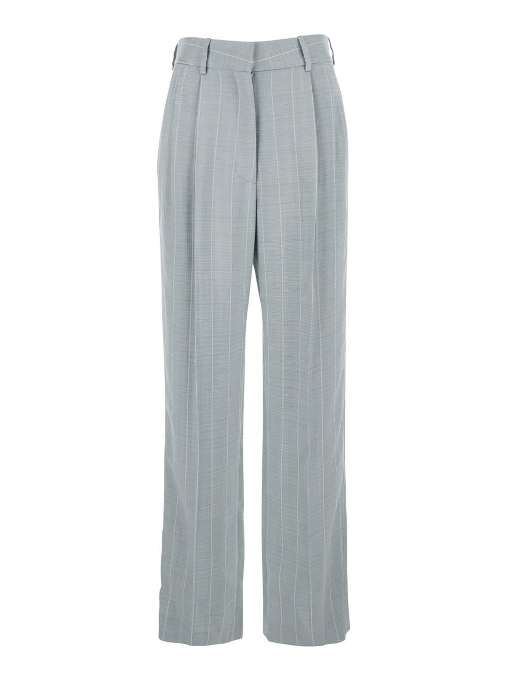 blazé milano after you grey pants with all-over striped motif in viscose blend for women