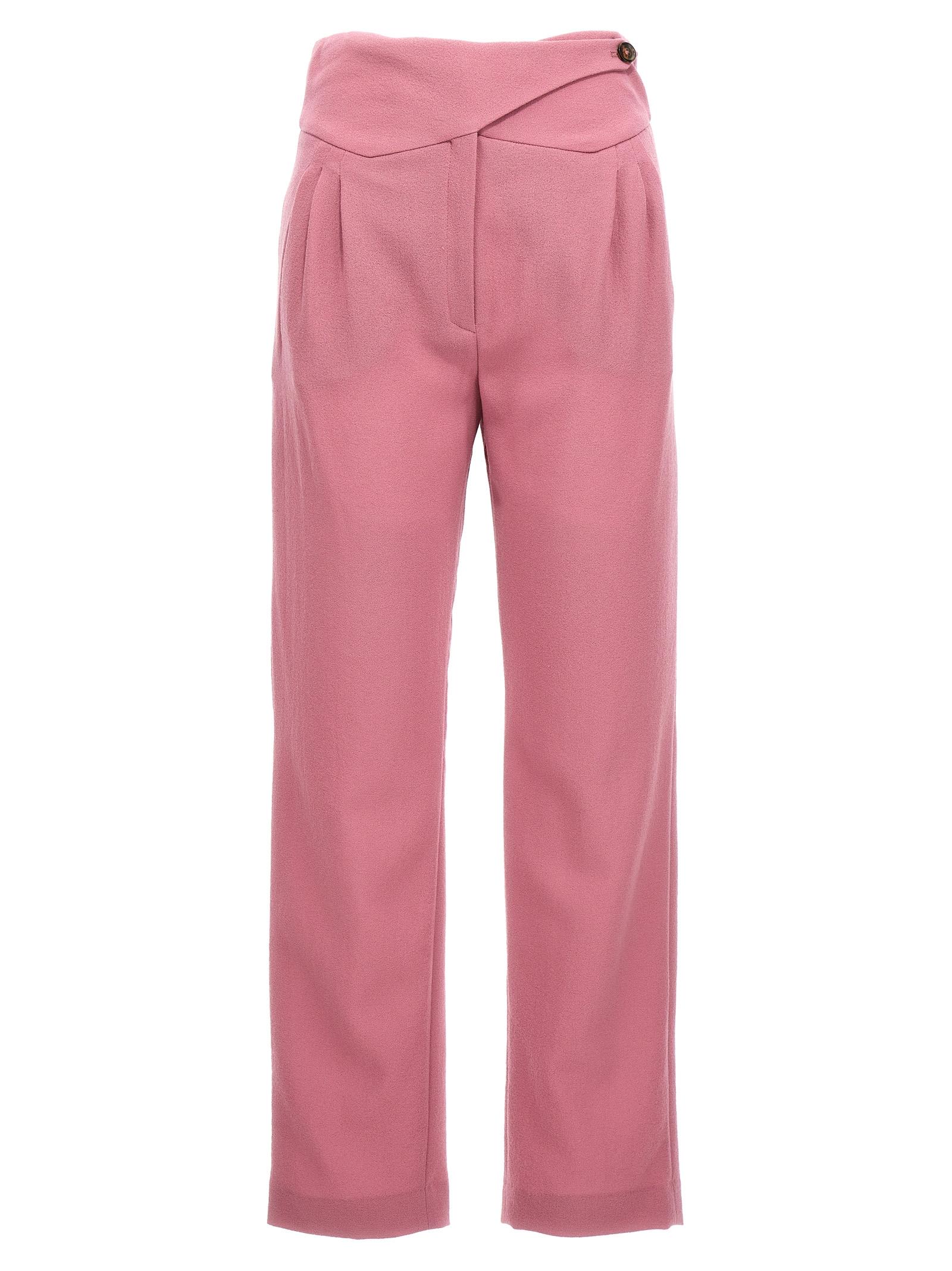 blazé milano cool & easy pants pink virgin wool - women