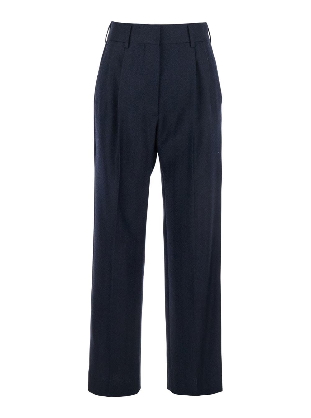 blazé milano maine blue pants with front pences in wool woman