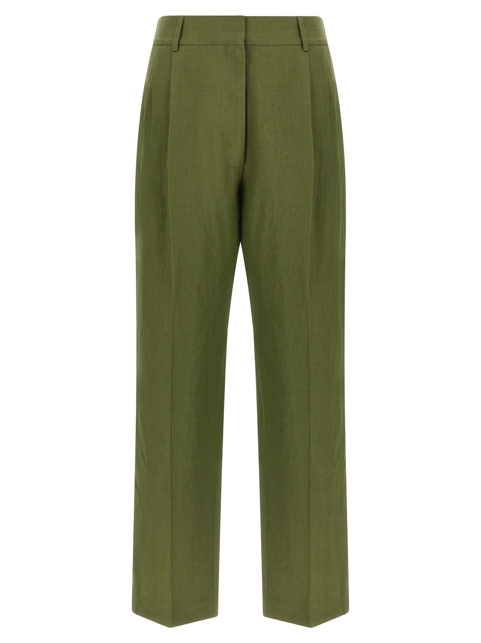 blazé milano mid-day sun fox pants green linen - women