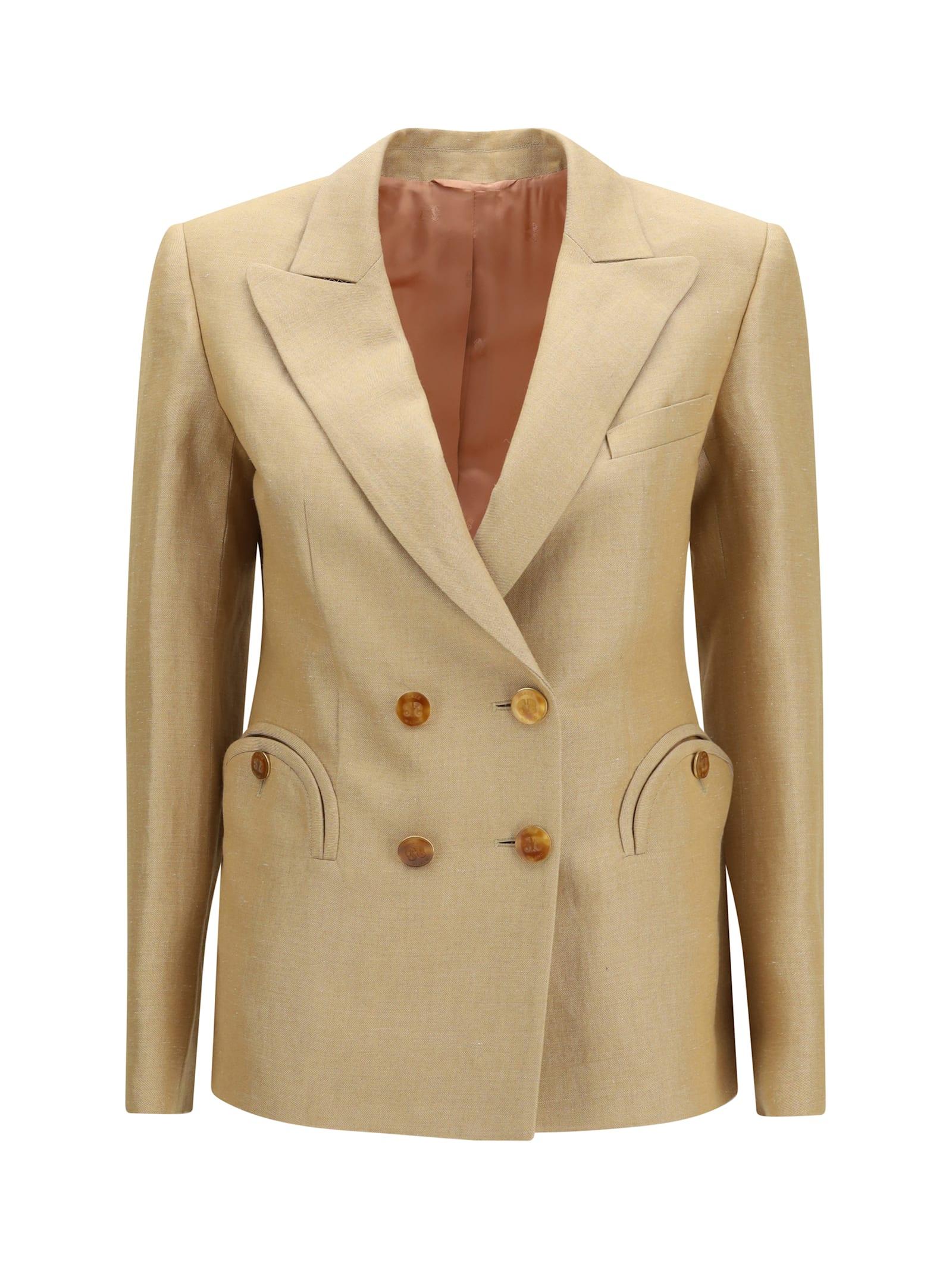 blazé milano renegade charmer double-breasted linen-blend blazer