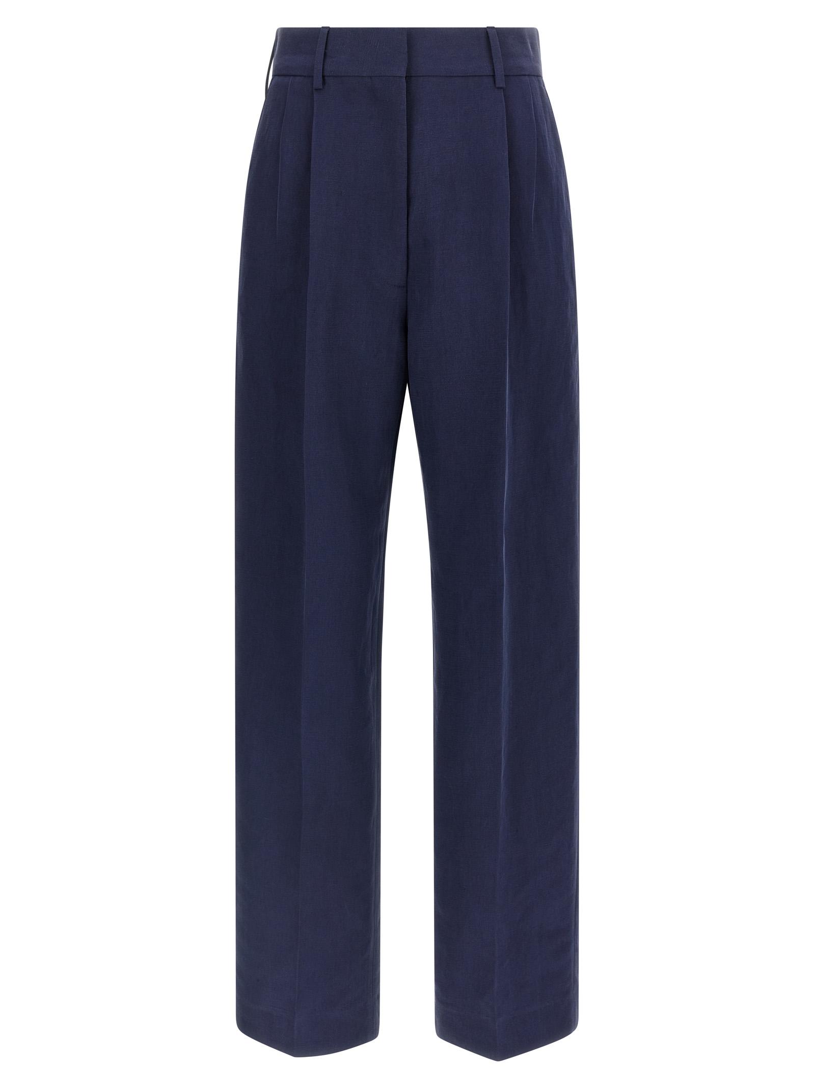 blazé milano savannah fox pants blue linen - women