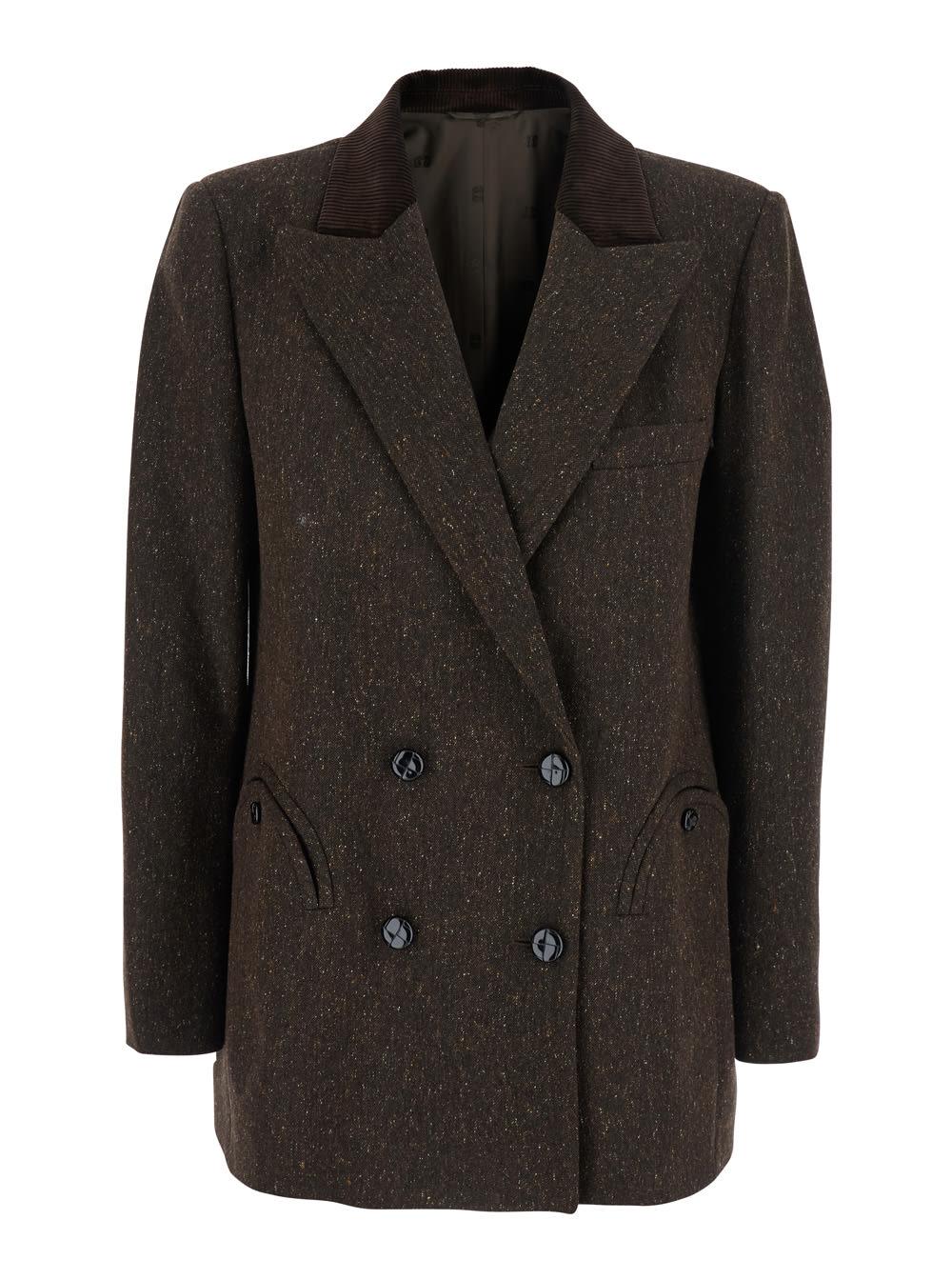 blazé milano winibelle brown double-breasted jacket with notched revers in wool blend woman