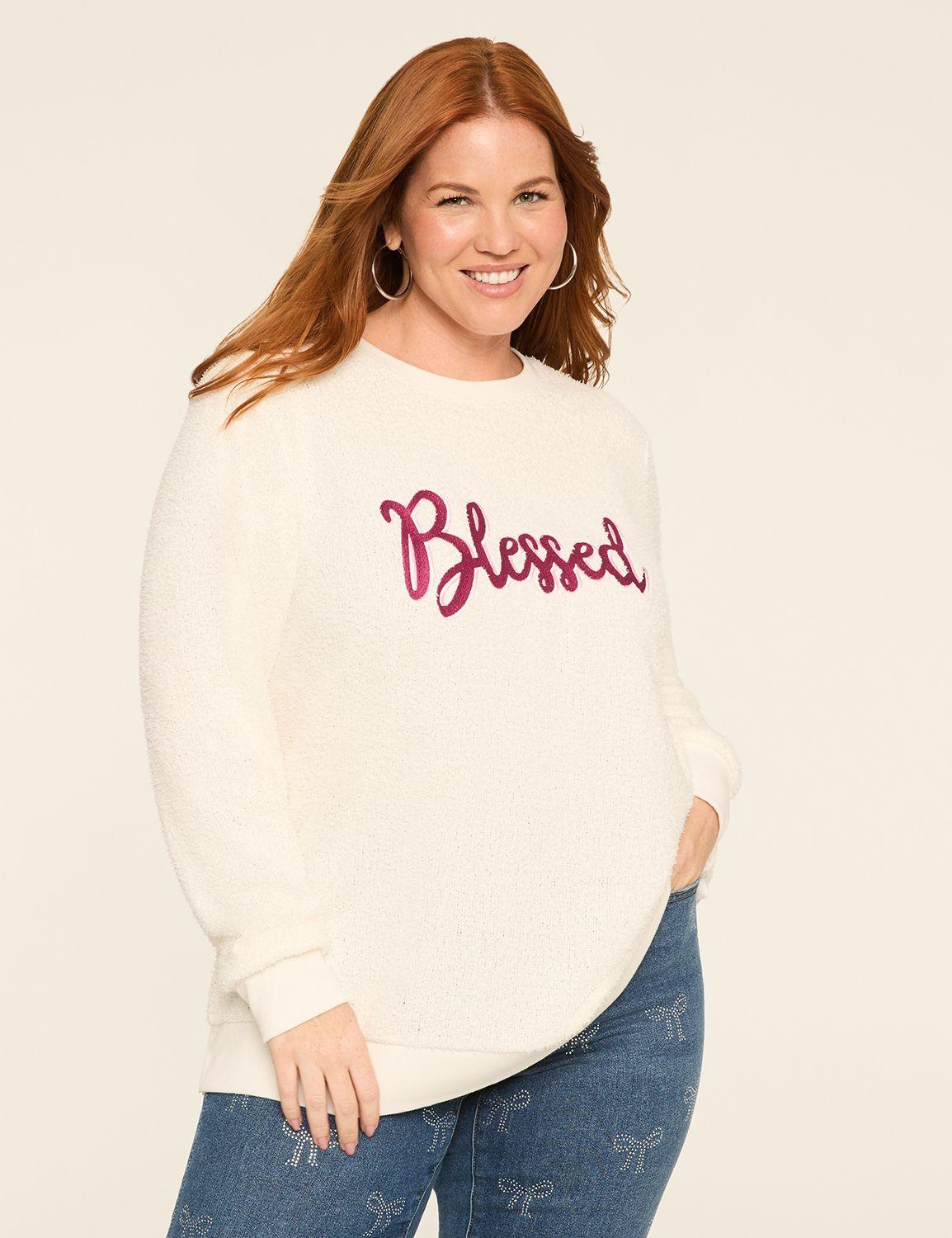 blessed soft-textured graphic sweatshirt