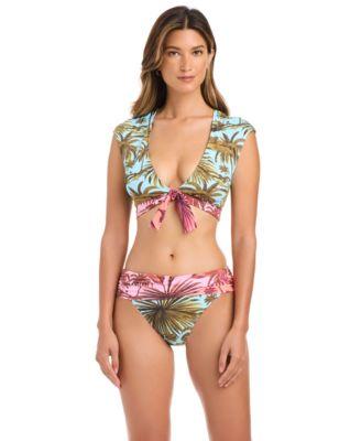 bleu by rod beattie womens deep v neck bikini top full coverage hipster bottoms