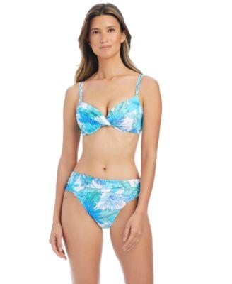 bleu by rod beattie womens riviera retreat underwire molded cups bikini top printed swim bottoms