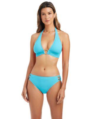 bleu by rod beattie womens v neck bikini top full coverage hipster bottoms
