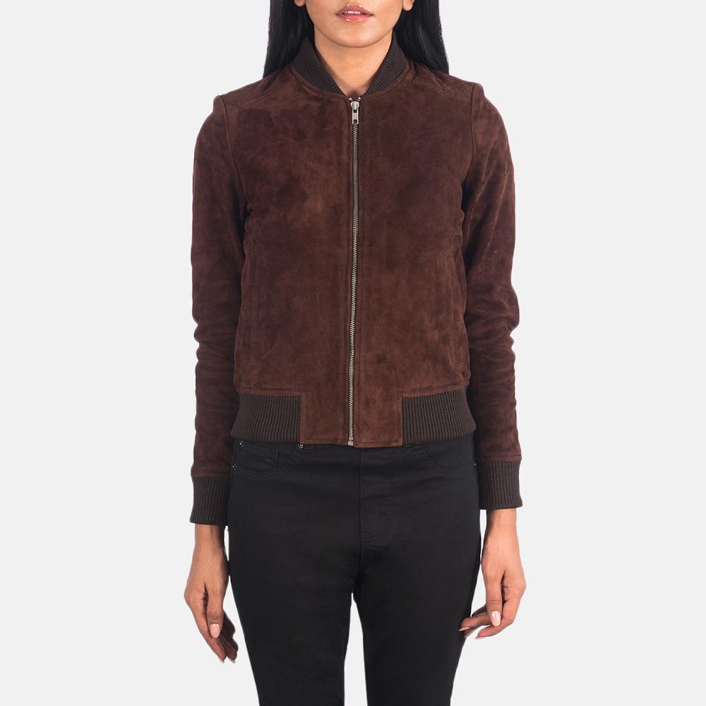 bliss brown suede bomber jacket