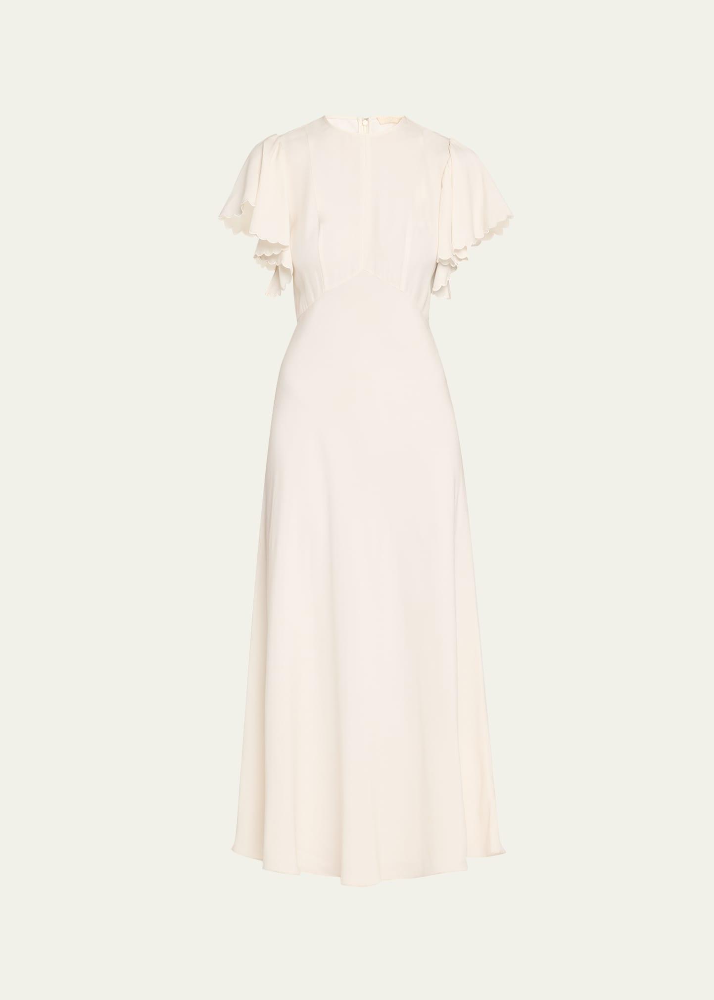 blithe flutter-sleeve midi dress