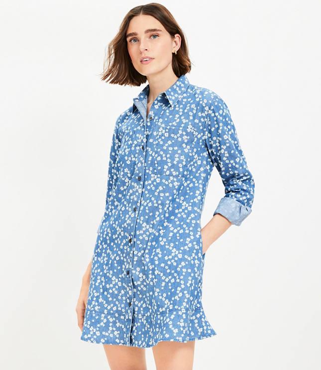 bloom chambray mini pocket shirtdress