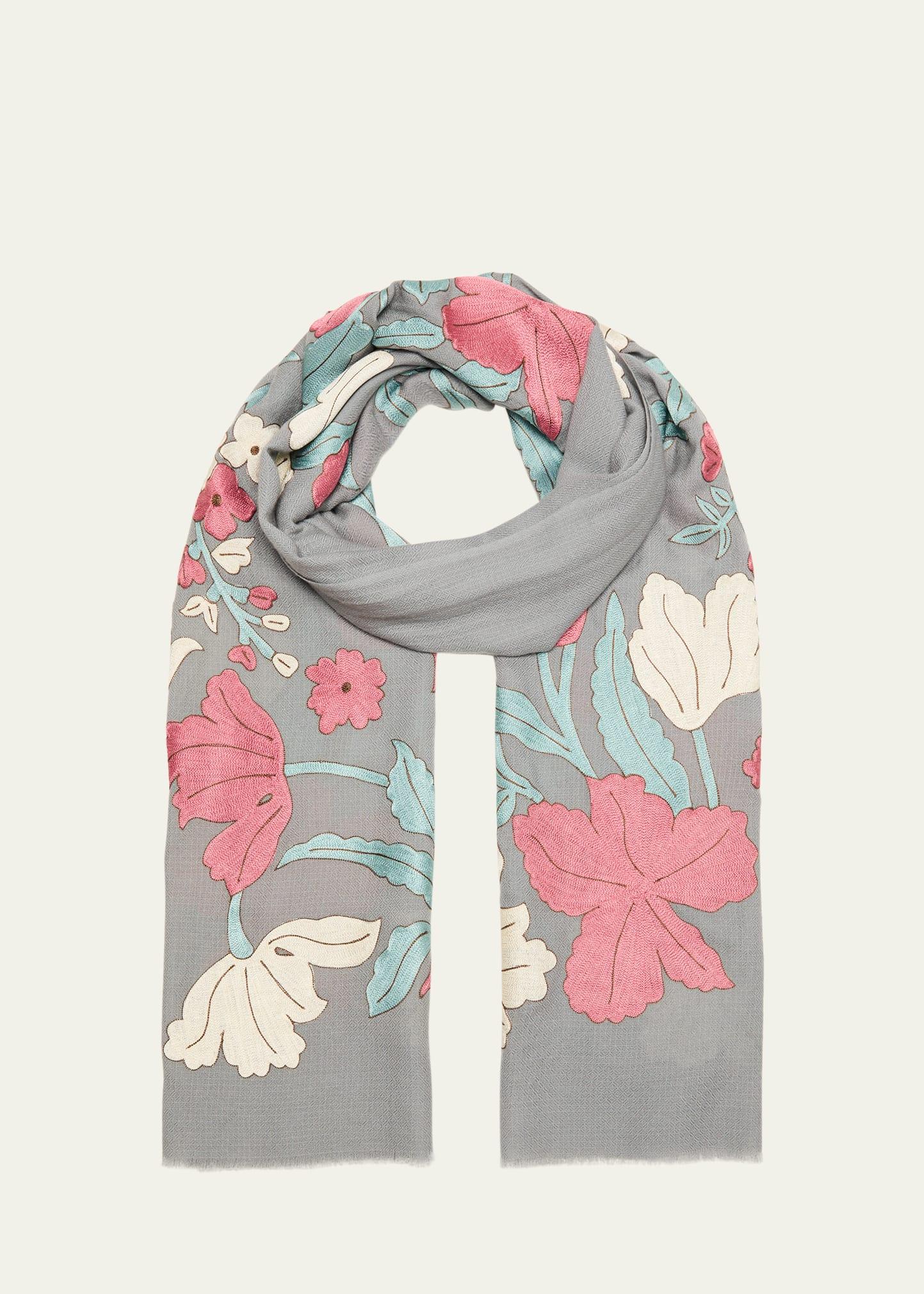 blooms for you merino wool scarf