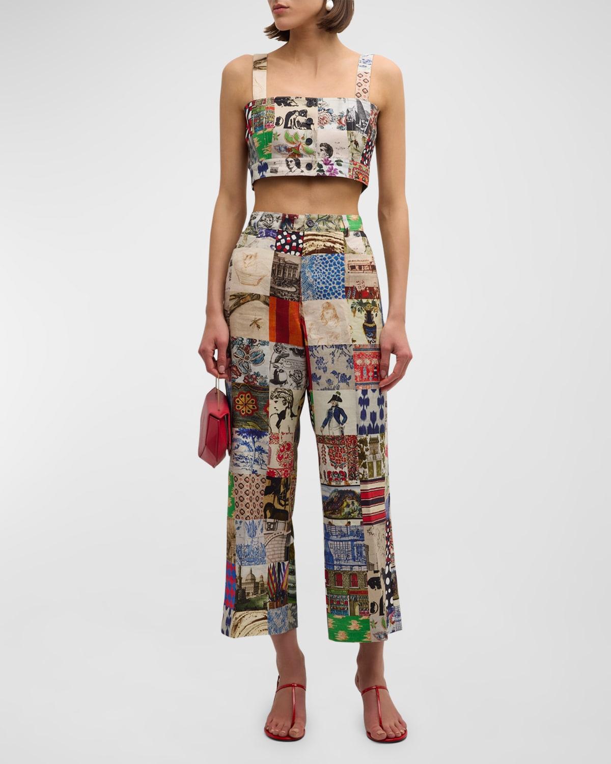 bloomsbury collage-print saint tropez crop top