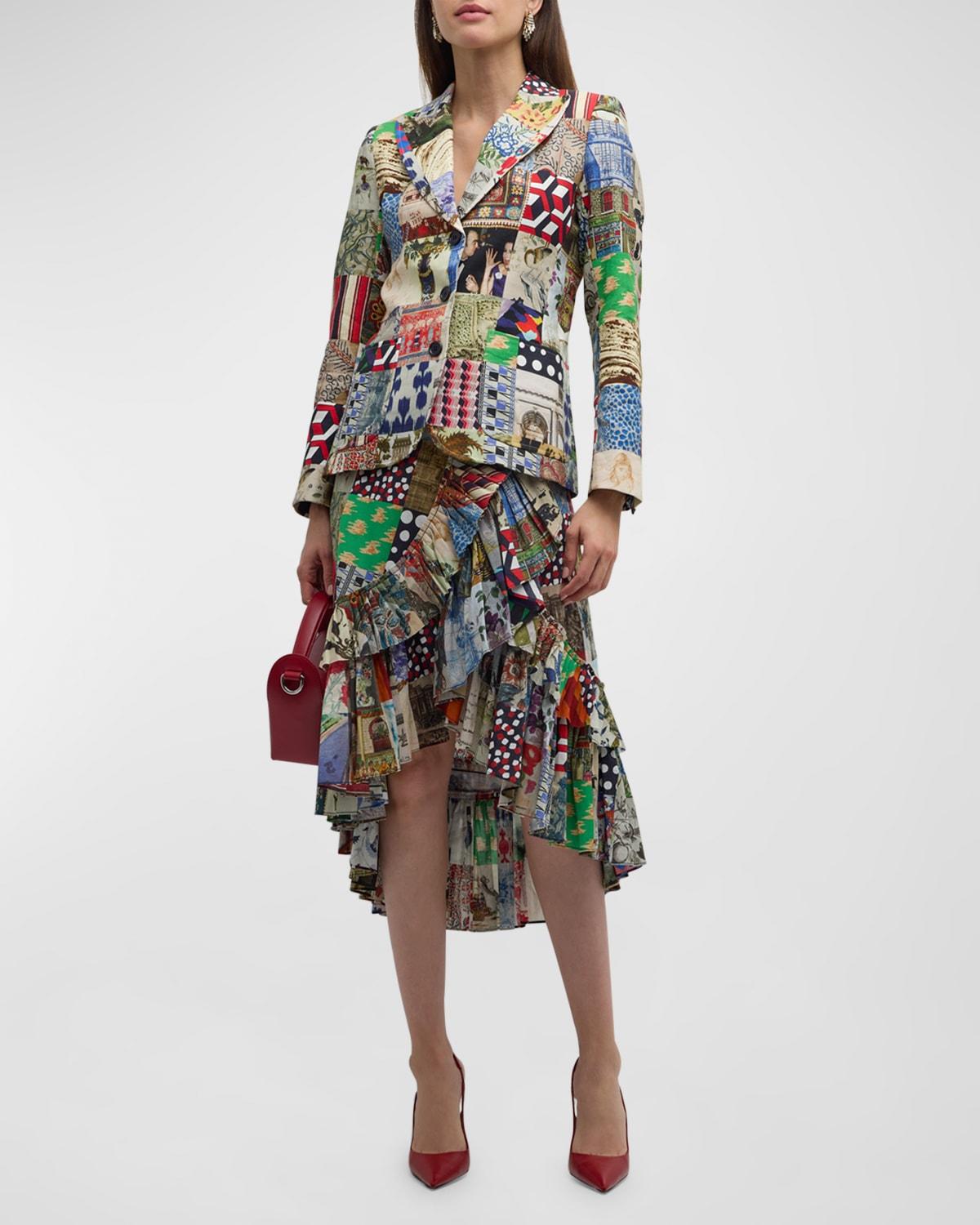 bloomsbury collage summer ruffled midi skirt