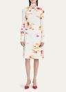 blossom flower print ribbed sweater