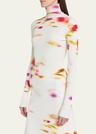 blossom flower print ribbed sweater