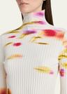 blossom flower print ribbed sweater