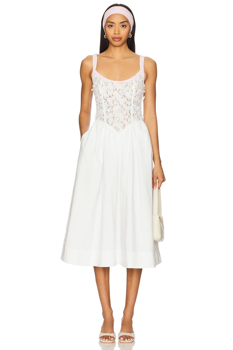 blossom lace midi dress