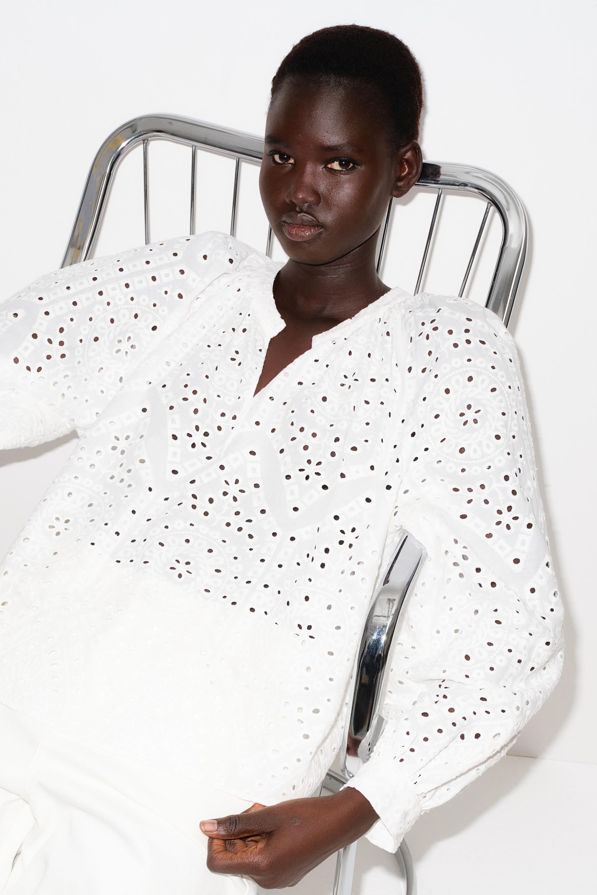 blouse with eyelet embroidery