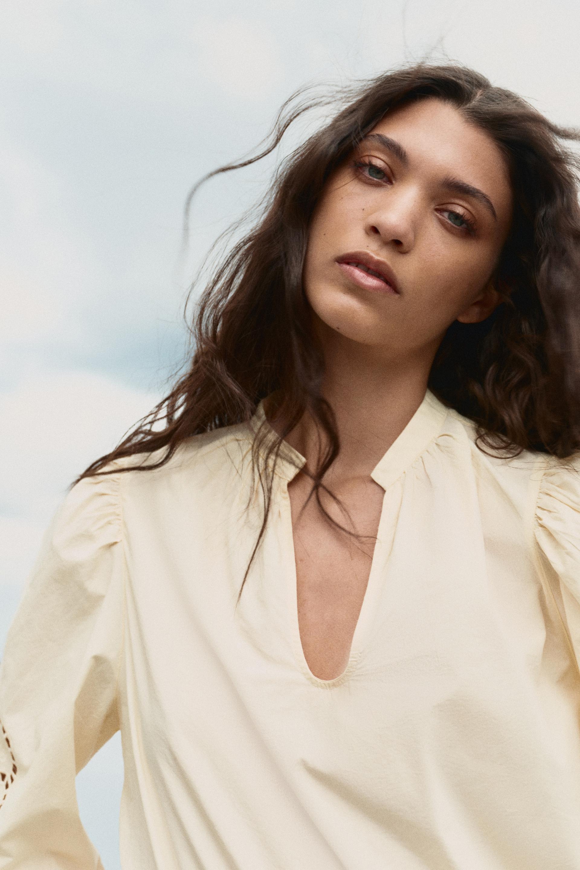 blouse with eyelet embroidery