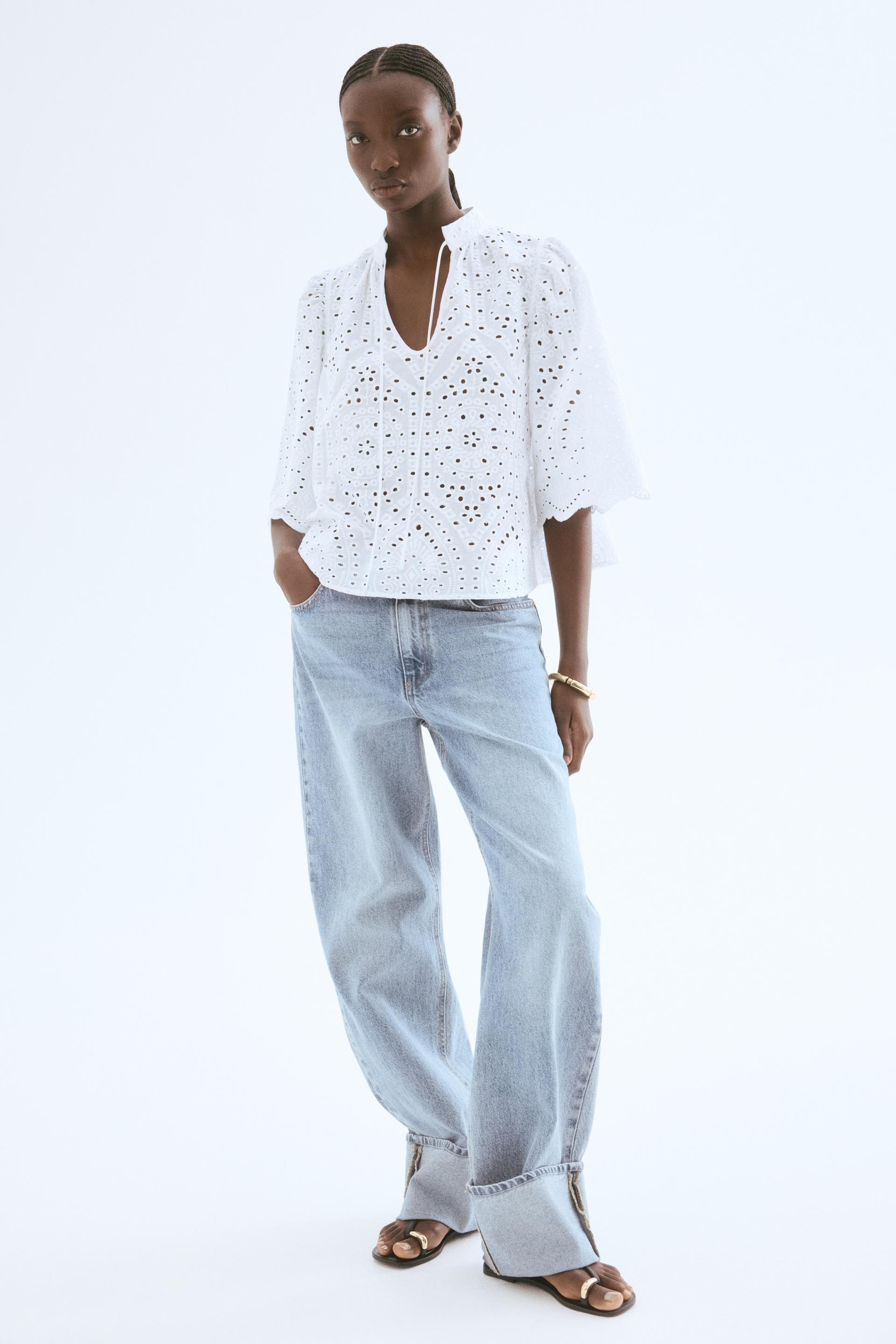 blouse with eyelet embroidery