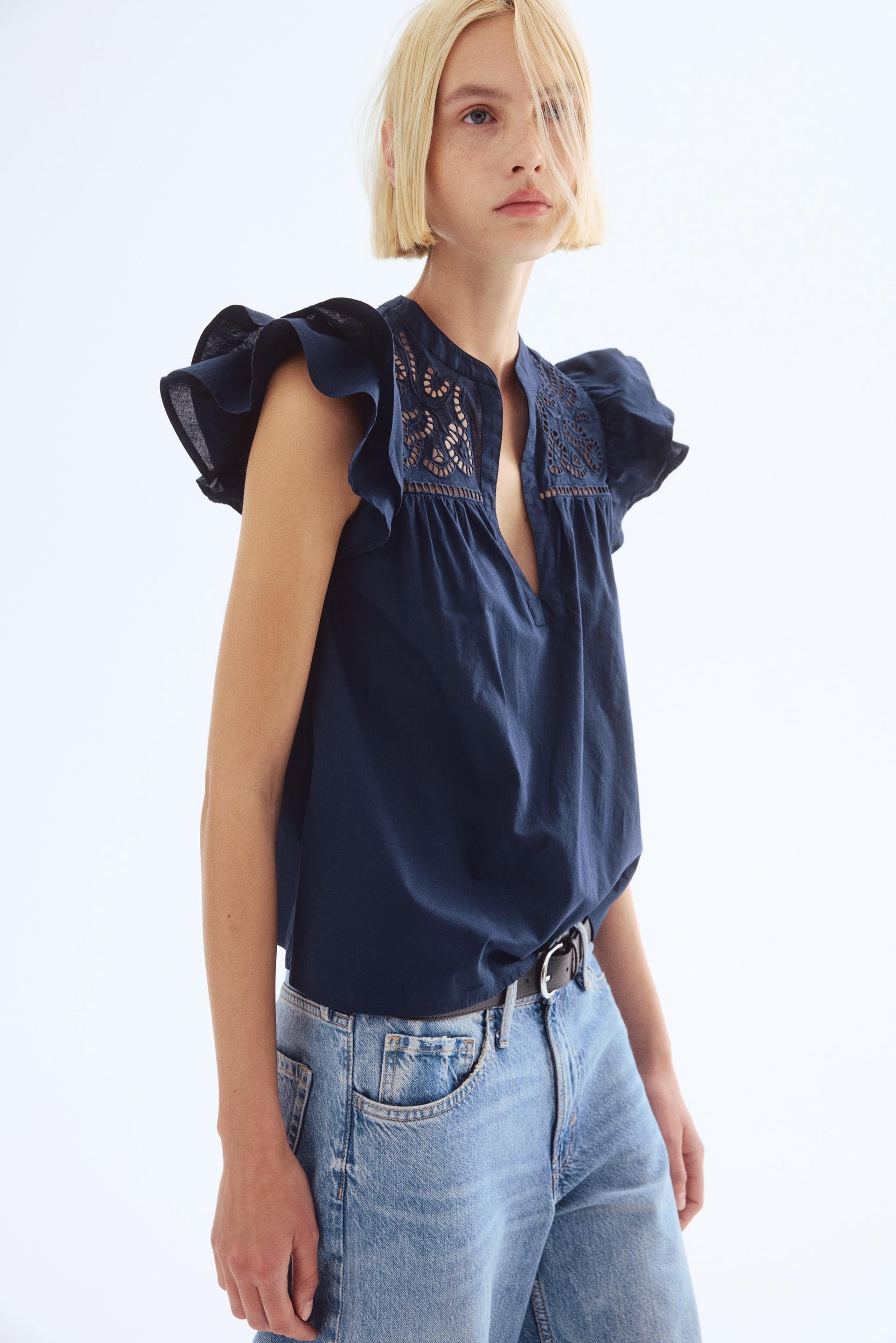 blouse with eyelet embroidery