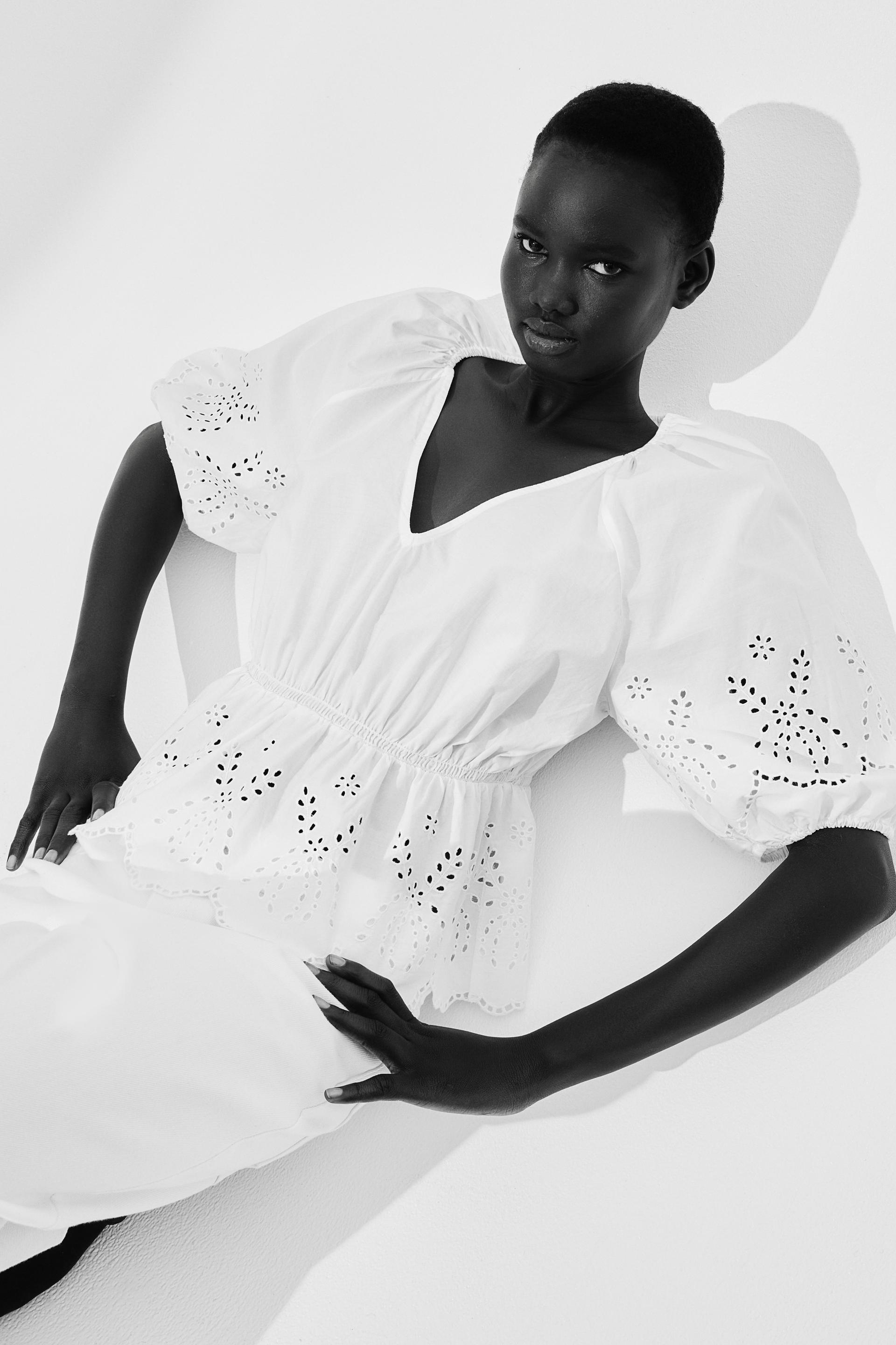 blouse with eyelet embroidery